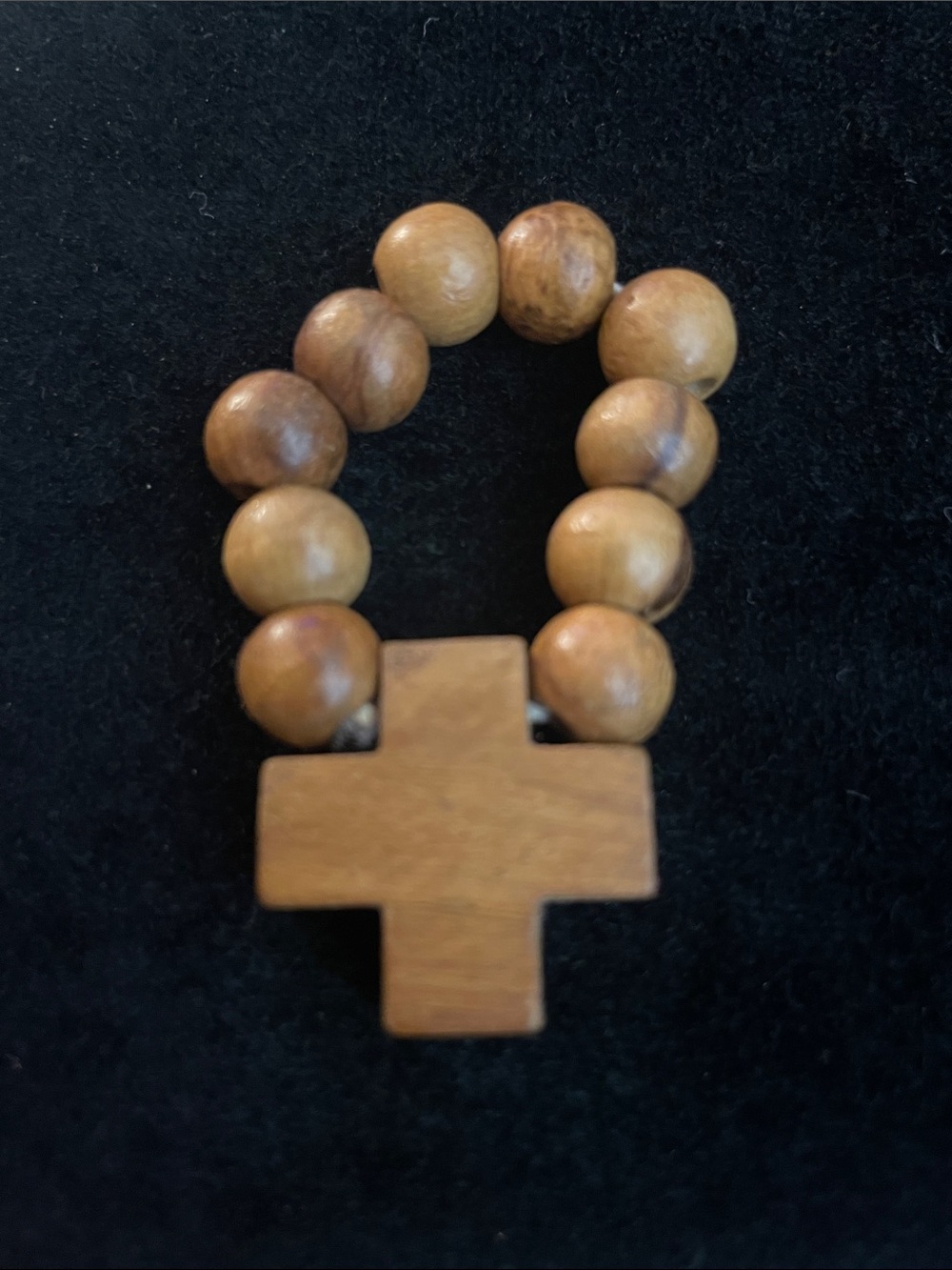 Genuine Vintage Holy Land Olive Wood Finger Rosary Super cool! Great condition!